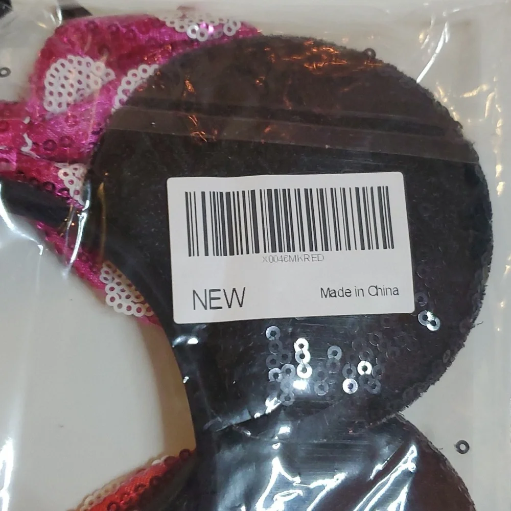 Brand New 2 Mouse Ears Headbands Shiny Sequins Party.